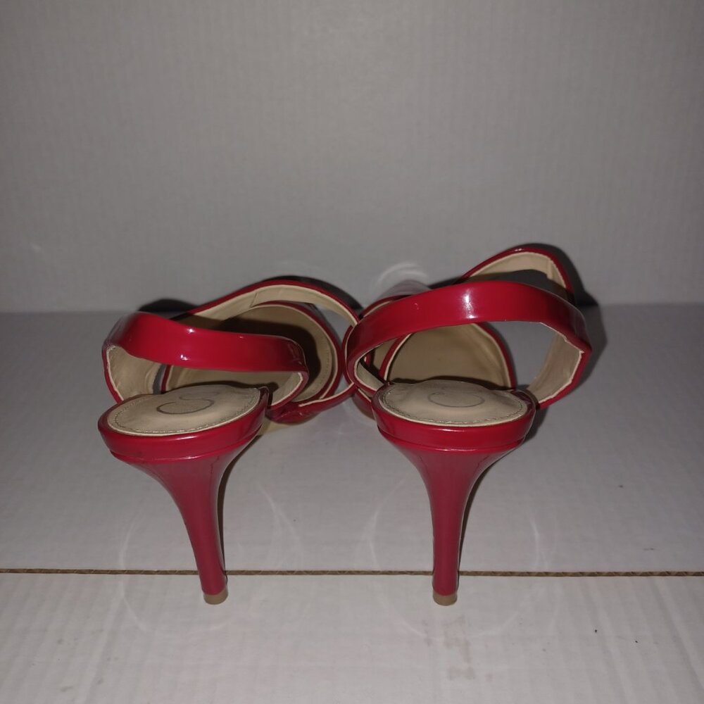 CALVIN KLEIN GEENA RED FAUX PATENT LEATHER SLINGBACK PUMPS - Picture 4 of 10